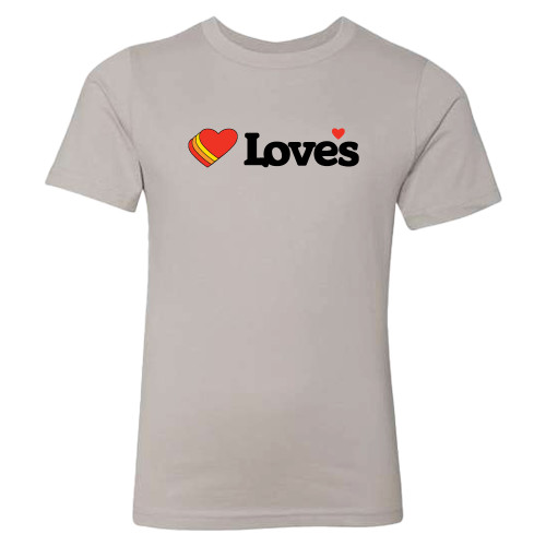 Next Level Youth Light Grey Cotton Tee - Loves Travel Stops & Country Stores Loves Primary Mark Flat