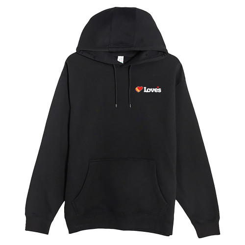  Lane Seven Black Fleece Pullover Hoodie - Loves Travel Stops & Country Stores Loves Primary Mark Flat