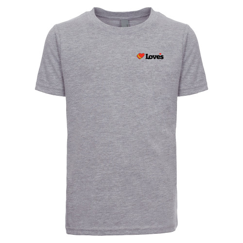  Next Level Youth Heather Grey Cotton Tee - Loves Travel Stops & Country Stores Loves Primary Mark Flat