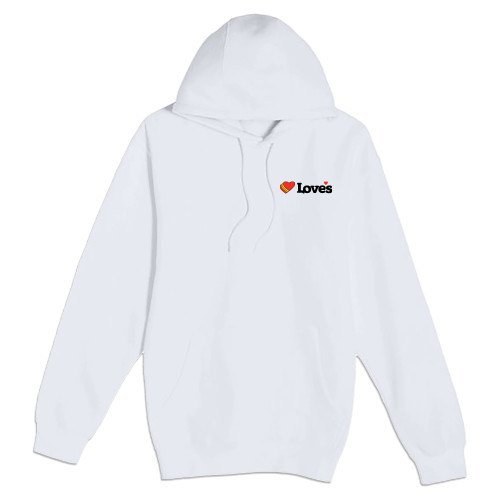  Lane Seven White Fleece Pullover Hoodie - Loves Travel Stops & Country Stores Loves Primary Mark Flat