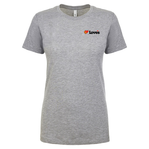 Next Level Womens Heather Grey Ideal T Shirt - Loves Travel Stops & Country Stores Loves Primary Mark Flat