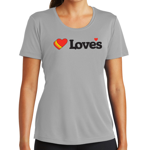  Womens Grey Performance Short Sleeve Tee - Loves Travel Stops & Country Stores Loves Primary Mark Flat