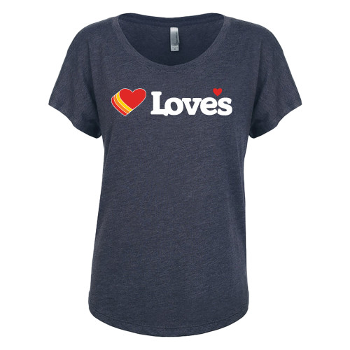  Next Level Womens Navy Triblend Dolman Tee - Loves Travel Stops & Country Stores Loves Primary Mark Flat