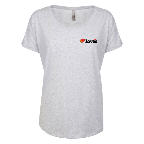  Next Level Womens Heather White Triblend Dolman Tee - Loves Travel Stops & Country Stores Loves Primary Mark Flat