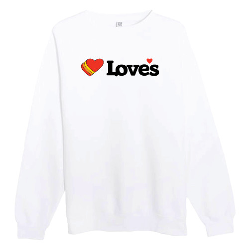  Lane Seven White Fleece Crew - Loves Travel Stops & Country Stores Loves Primary Mark Flat