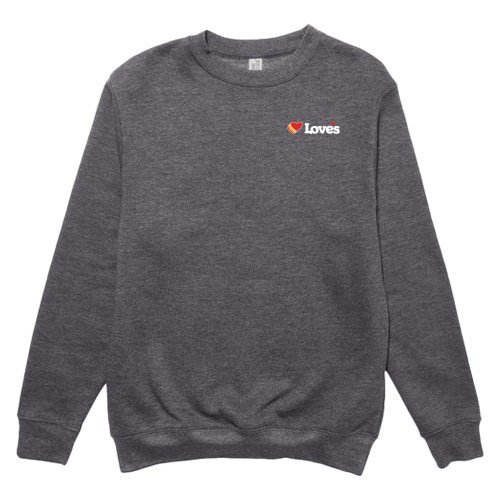  Lane Seven Charcoal Heather Fleece Crew - Loves Travel Stops & Country Stores Loves Primary Mark Flat