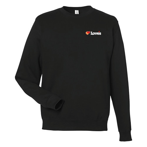  Just Hoods Black College Fleece Crew - Loves Travel Stops & Country Stores Loves Primary Mark Flat