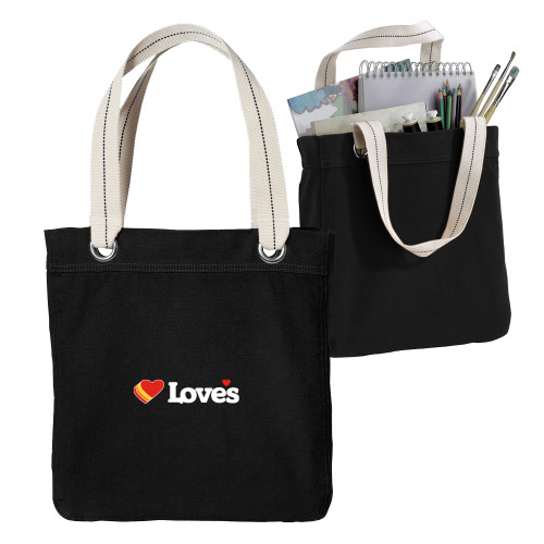 Allie Black Canvas Tote - Loves Travel Stops & Country Stores Loves Primary Mark Flat