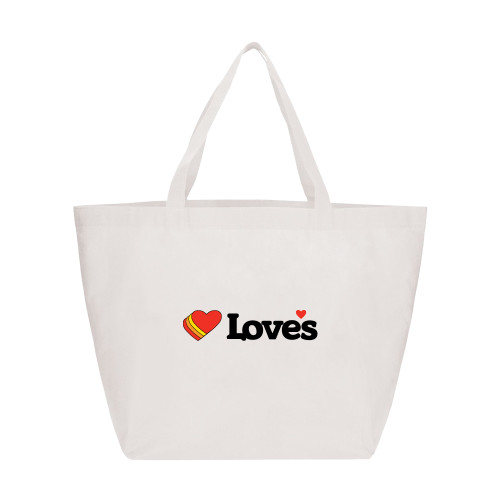  Yaya Non Woven White Shopper Tote - Loves Primary Mark