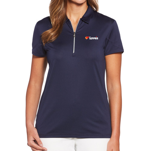  Callaway Womens Navy Tulip Sleeve Zip Polo - Loves Travel Stops & Country Stores Loves Primary Mark Flat