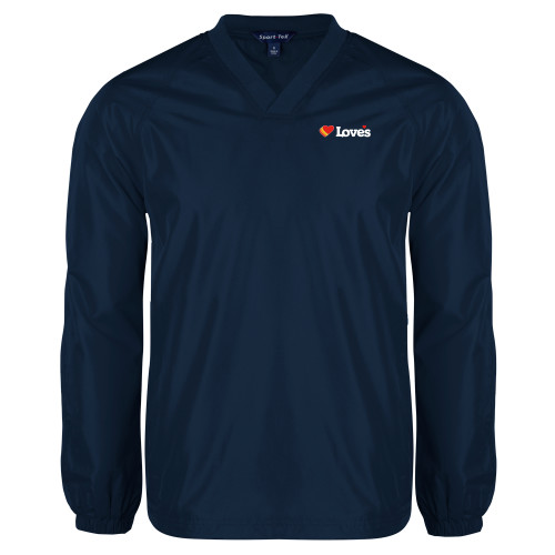  Navy V Neck Raglan Windshirt - Loves Travel Stops & Country Stores Loves Primary Mark Flat