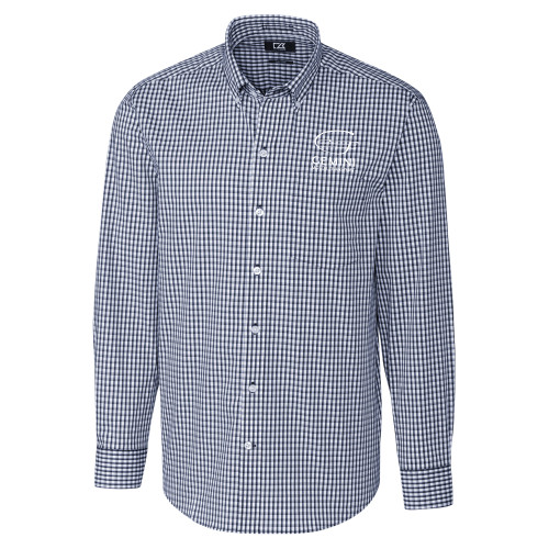  Cutter & Buck Navy Gingham Long Sleeve Button Down - Loves Travel Stops & Country Stores Gemini Motor Transport Stacked