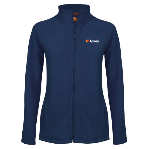  Womens Navy Fleece Full Zip Jacket - Loves Travel Stops & Country Stores Loves Primary Mark Flat