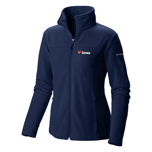  Columbia Womens Navy Full Zip Fleece Jacket - Loves Travel Stops & Country Stores Loves Primary Mark Flat