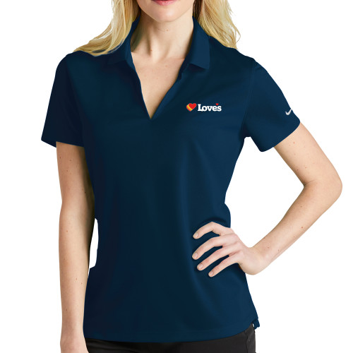 Nike Womens Navy Dri Fit Micro Pique Polo - Loves Travel Stops & Country Stores Loves Primary Mark Flat
