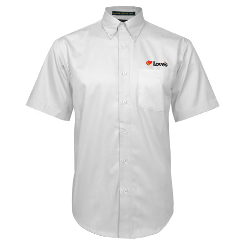  White Twill Button Down Short Sleeve - Loves Travel Stops & Country Stores Loves Primary Mark Flat
