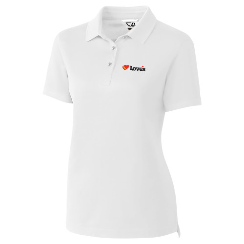  C&B Womens White Advantage Polo - Loves Travel Stops & Country Stores Loves Primary Mark Flat