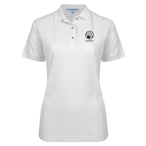  Womens Silk Touch White Pique Polo - Loves Travel Stops & Country Stores Musket Stacked