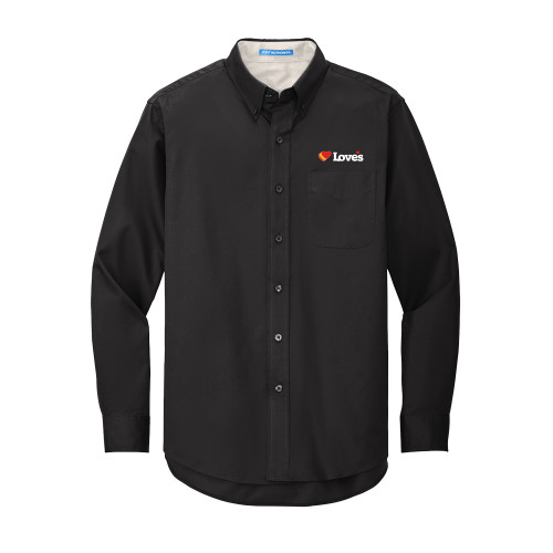  Black Twill Button Down Long Sleeve - Loves Travel Stops & Country Stores Loves Primary Mark Flat