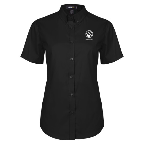  Womens Black Twill Button Up Short Sleeve - Loves Travel Stops & Country Stores Musket Stacked