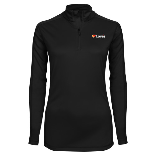  Syntrel Womens Black Interlock 1/4 Zip - Loves Travel Stops & Country Stores Loves Primary Mark Flat