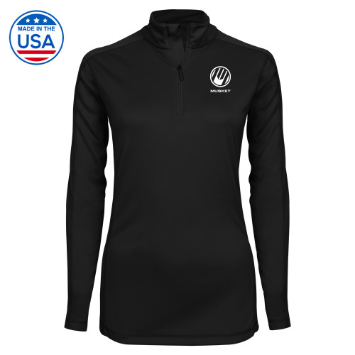  Syntrel Womens Black Interlock 1/4 Zip - Loves Travel Stops & Country Stores Musket Stacked