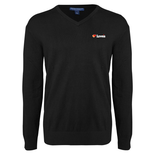  Black VNeck Sweater - Loves Travel Stops & Country Stores Loves Primary Mark Flat