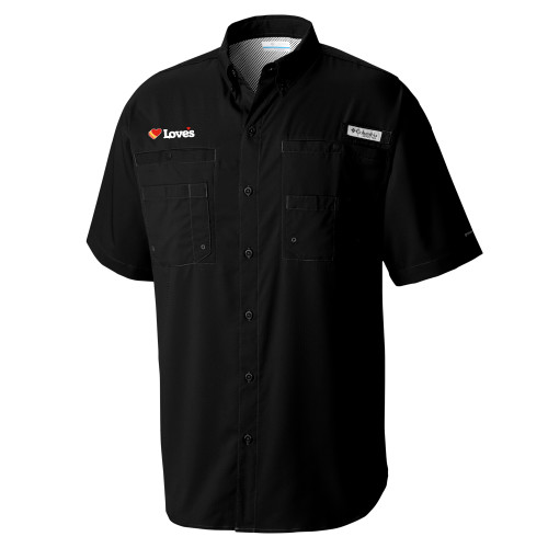  Columbia Black Tamiami Performance Short Sleeve Shirt - Loves Travel Stops & Country Stores Loves Primary Mark Flat
