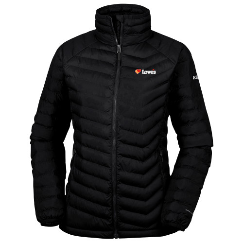  Columbia Womens Black Powder Lite Jacket - Loves Travel Stops & Country Stores Loves Primary Mark Flat