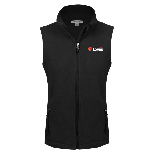  Womens Black Fleece Full Zip Vest - Loves Travel Stops & Country Stores Loves Primary Mark Flat
