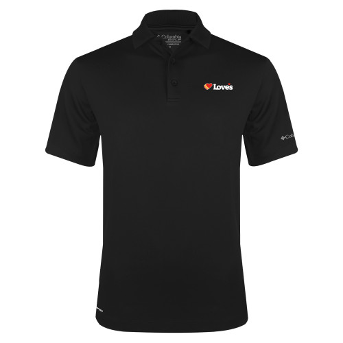  Columbia Black Omni Wick Drive Polo - Loves Travel Stops & Country Stores Loves Primary Mark Flat