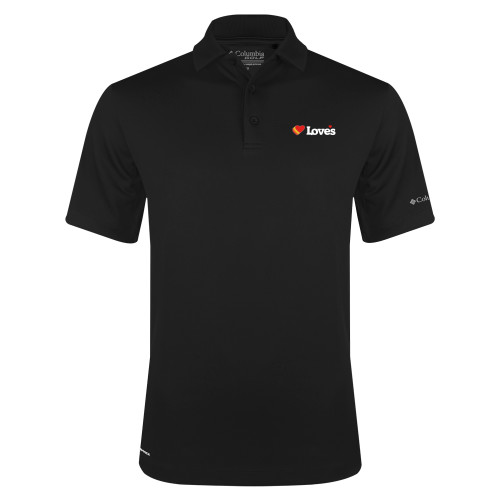  Columbia Black Omni Wick Drive Polo - Loves Travel Stops & Country Stores Loves Primary Mark Flat