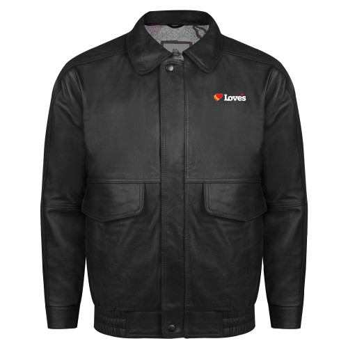  Black Buffed Bomber Jacket - Loves Travel Stops & Country Stores Loves Primary Mark Flat