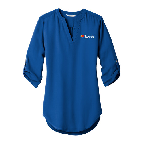 Womens Royal 3/4 Sleeve Tunic Blouse - Loves Travel Stops & Country Stores Loves Primary Mark Flat