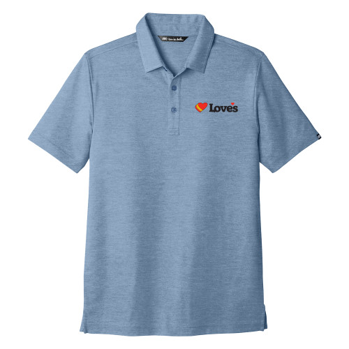  TravisMathew Classic Blue Oceanside Heather Polo - Loves Travel Stops & Country Stores Loves Primary Mark Flat