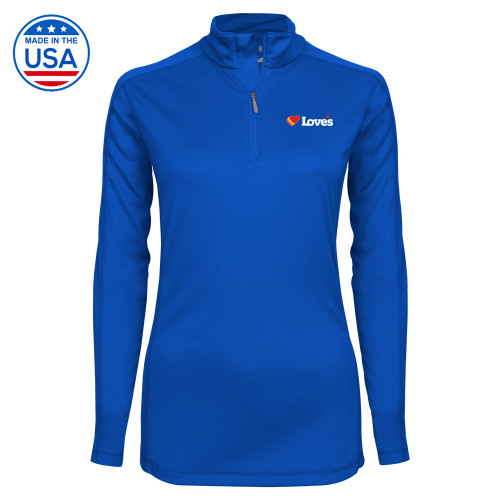  Syntrel Womens Royal Interlock 1/4 Zip - Loves Travel Stops & Country Stores Loves Primary Mark Flat