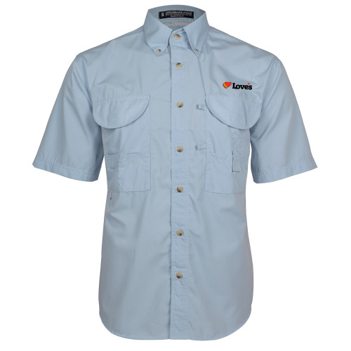  Light Blue Fishing Shirt Performance Short Sleeve  - Loves Travel Stops & Country Stores Loves Primary Mark Flat