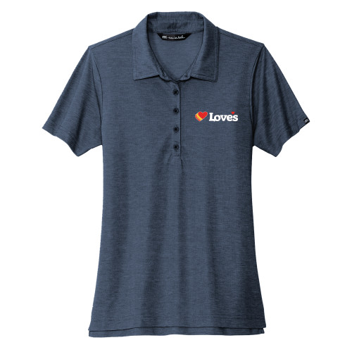  TravisMathew Womens Navy Heather Oceanside Polo - Loves Travel Stops & Country Stores Loves Primary Mark Flat