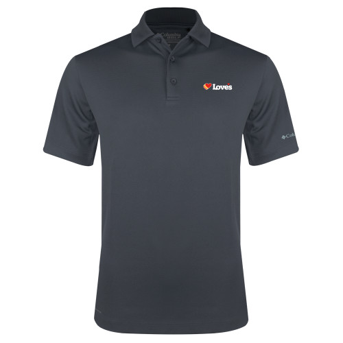  Columbia Charcoal Omni Wick Drive Polo - Loves Travel Stops & Country Stores Loves Primary Mark Flat