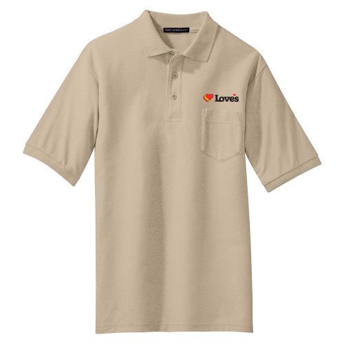  Stone Silk Touch Polo w/ Pocket - Loves Travel Stops & Country Stores Loves Primary Mark Flat