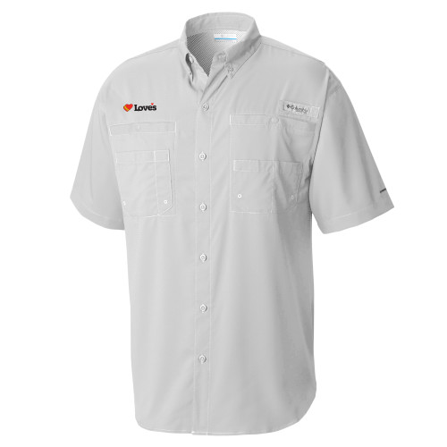  Columbia Cool Grey Tamiami Performance Short Sleeve Shirt - Loves Travel Stops & Country Stores Loves Primary Mark Flat