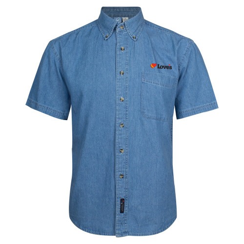  Denim Shirt Short Sleeve - Loves Travel Stops & Country Stores Loves Primary Mark Flat