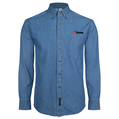  Denim Shirt Long Sleeve - Loves Travel Stops & Country Stores Loves Primary Mark Flat