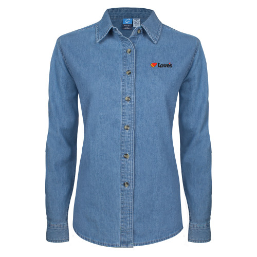  Womens Denim Long Sleeve Shirt - Loves Travel Stops & Country Stores Loves Primary Mark Flat