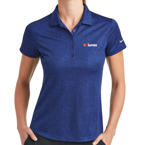  Nike Womens Royal Dri Fit Crosshatch Polo - Loves Travel Stops & Country Stores Loves Primary Mark Flat