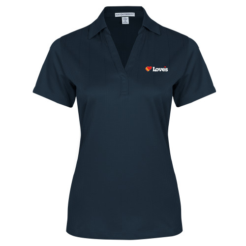  Womens Navy Performance Fine Jacquard Polo - Loves Travel Stops & Country Stores Loves Primary Mark Flat