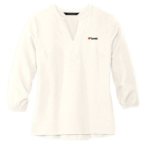  Mercer + Mettle Womens Ivory 3/4 Sleeve Crepe Blouse - Loves Travel Stops & Country Stores Loves Primary Mark Flat