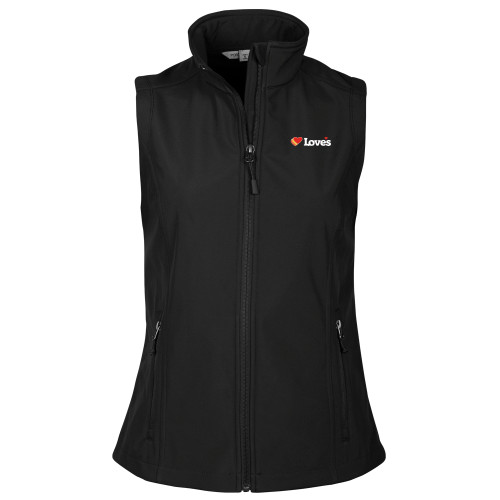  Womens Black Core Softshell Vest - Loves Travel Stops & Country Stores Loves Primary Mark Flat