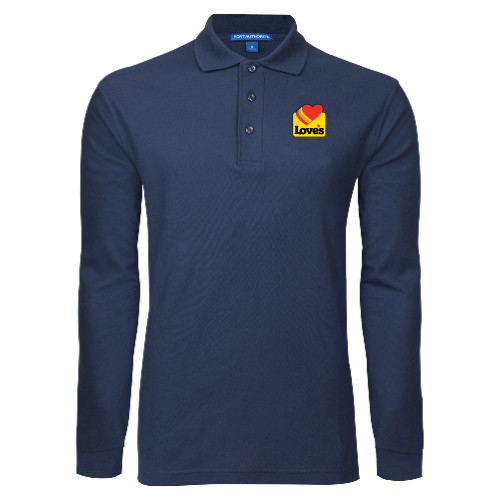  Navy Long Sleeve Polo - Loves Badge