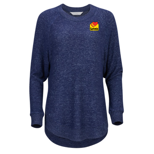  Boxercraft Womens Navy Heather Cuddle Oversized Crew - Loves Badge